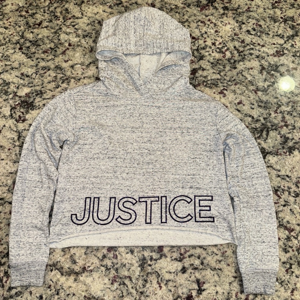 JUSTICE Active Heather Gray Hoodie Girls 8/10